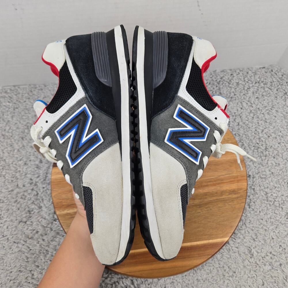 New Balance Mens 11D 574 Black Grey Royal Casual Classic Daily Sneaker ML574LB2 - Picture 8 of 13